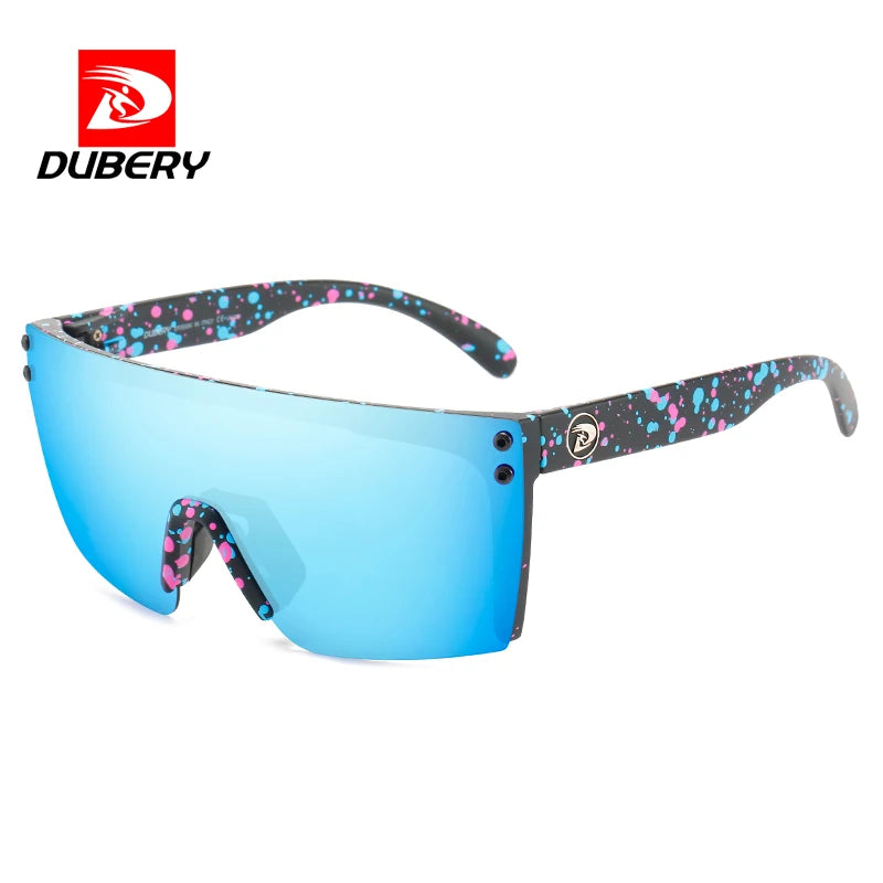 DUBERY Trendy Premium Cool Rimless One-piece Goggles Oversize Flat Top Polarized Sunglasses For Men Women Outdoor Sports Party