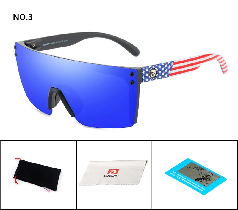 DUBERY Trendy Premium Cool Rimless One-piece Goggles Oversize Flat Top Polarized Sunglasses For Men Women Outdoor Sports Party