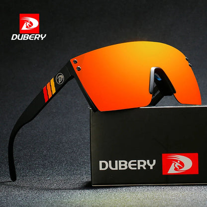 DUBERY Trendy Premium Cool Rimless One-piece Goggles Oversize Flat Top Polarized Sunglasses For Men Women Outdoor Sports Party