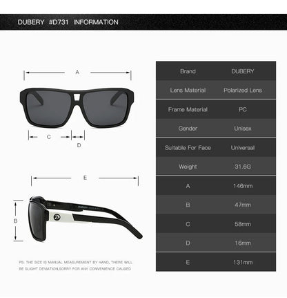 DUBERY Polarized Sunglasses Men's Driver Shades Male Sun Glasses For Men Original 2024 Luxury Brand Designer Oculos 008