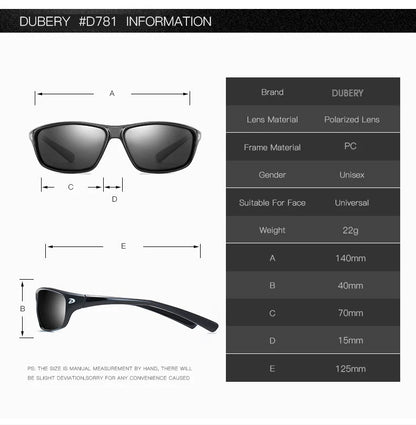 DUBERY Vintage Sunglasses Polarized Men's Sun Glasses For Men Driving Black Square Oculos Male 10 Colors Model D135