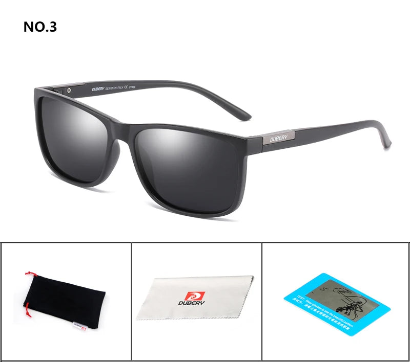 DUBERY Vintage Sunglasses Polarized Men's Sun Glasses For Men Driving Black Square Oculos Male 6 Colors Model D529 C3 D529