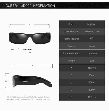 DUBERY Vintage Sunglasses Polarized Men's Sun Glasses For Men Driving Black Square Oculos Male 8 Colors Model 165