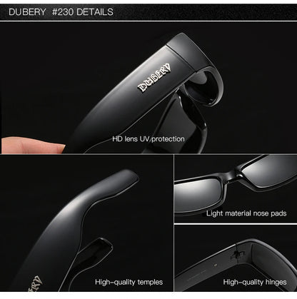 DUBERY Vintage Sunglasses Polarized Men's Sun Glasses For Men Driving Black Square Oculos Male 8 Colors Model 165