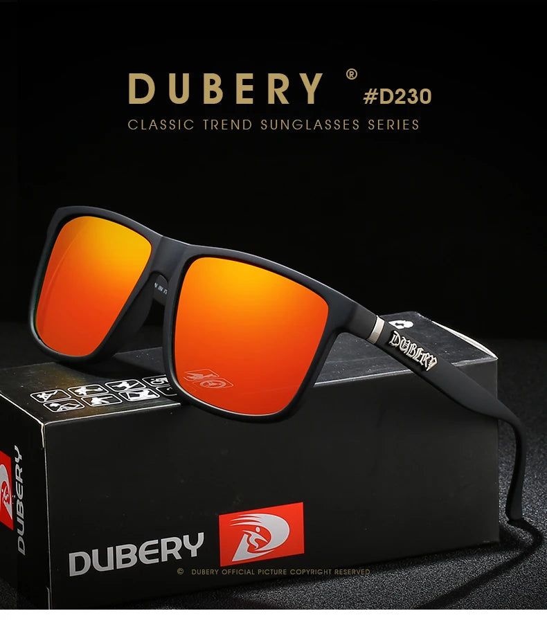 DUBERY Vintage Sunglasses Polarized Men's Sun Glasses For Men Driving Black Square Oculos Male 8 Colors Model 230