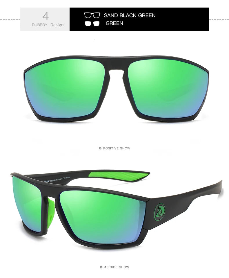 DUBERY Vintage Sunglasses Polarized Men's Sun Glasses For Men Driving Black Square Oculos Male 8 Colors Model 370 D370