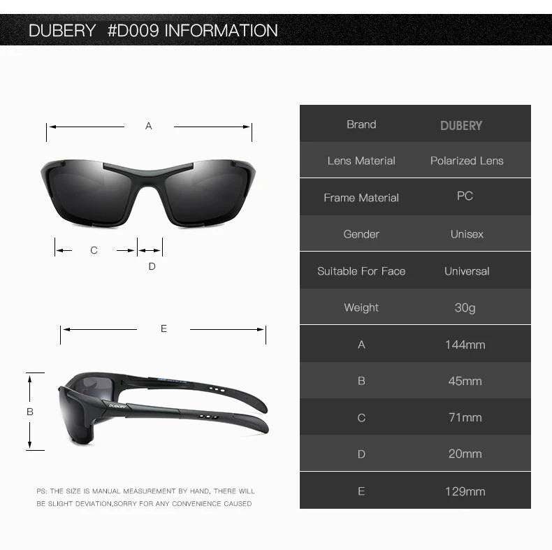 DUBERY Vintage Sunglasses Polarized Men's Sun Glasses For Men Driving Black Square Oculos Male 9 Colors Model D400