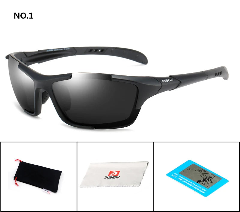 DUBERY Vintage Sunglasses Polarized Men's Sun Glasses For Men Driving Black Square Oculos Male 9 Colors Model D400 C1 D400