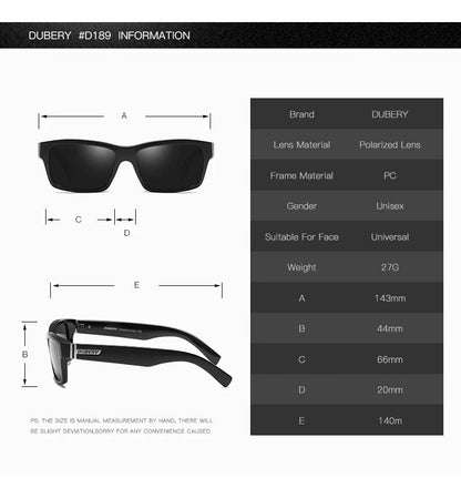 DUBERY Fashion Polarized Sunglasses Men Driving Shades Male Retro Sun Glasses For Men Summer Mirror Square Oculos UV400 D805