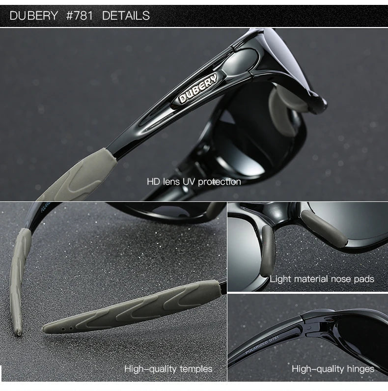 DUBERY Vintage Sunglasses Polarized Men's Sun Glasses For Men UV400 Driving Black Goggles Oculos Male 10 Colors Model 781