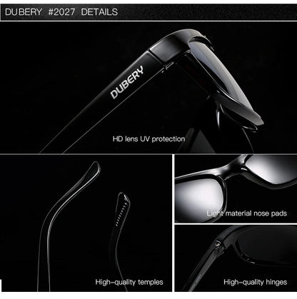 DUBERY Vintage Sunglasses Polarized Men's Sun Glasses For Men UV400 Shades Driving Black Square Oculos Male 10 Colors Model 2027