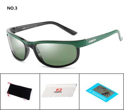 DUBERY Vintage Sunglasses Polarized Men's Sun Glasses For Men UV400 Shades Driving Black Square Oculos Male 10 Colors Model 2027 C3 D2027