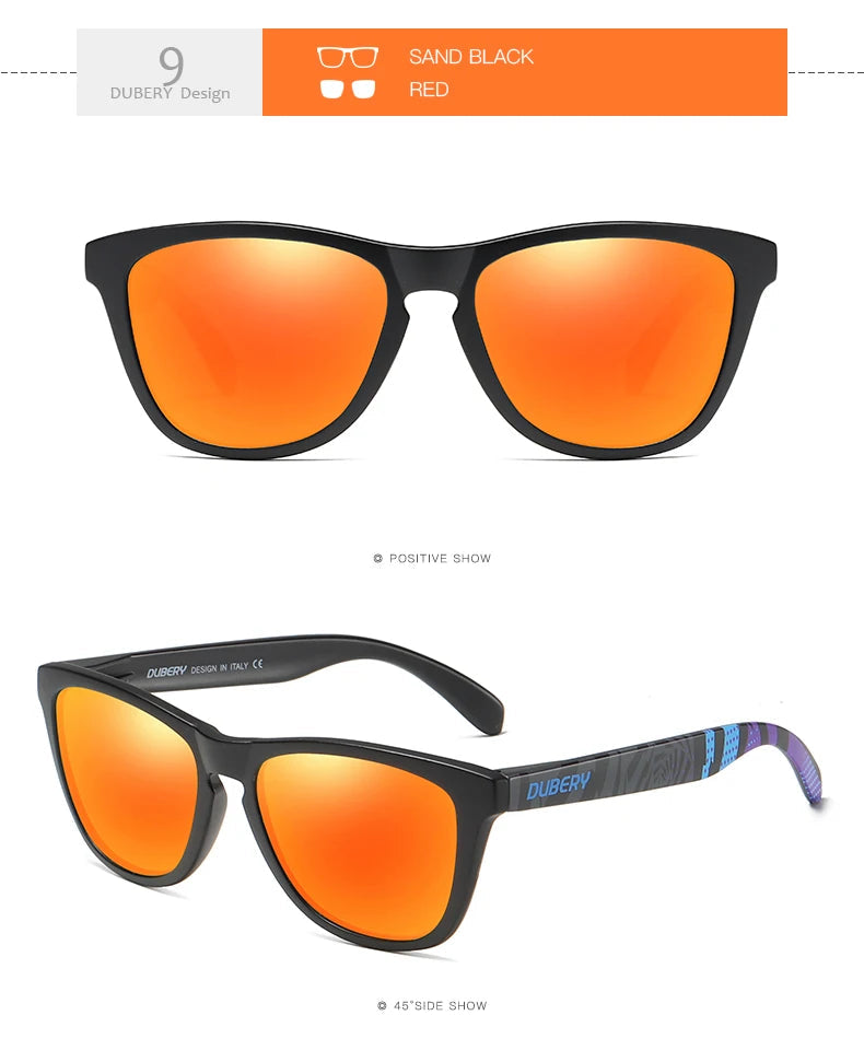 DUBERY Vintage Sunglasses Polarized Men's Sun Glasses For Men UV400 Shades Driving Black Square Oculos Male 8 Colors Model 181 C9 Polarized D181