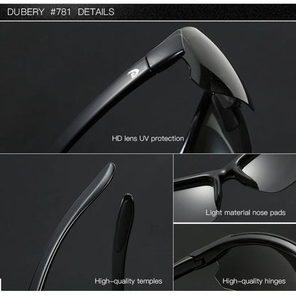 DUBERY Vintage Sunglasses Polarized Men's Sun Glasses For Men UV400 Shades Driving Black Square Oculos Male 8 Colors Model 672
