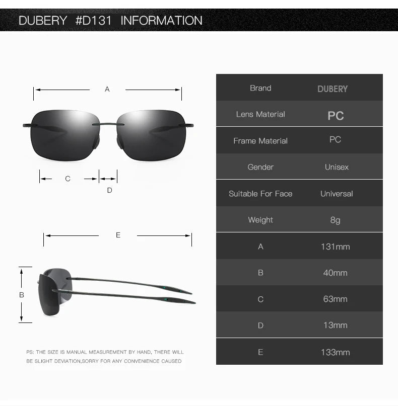 DUBERY Vintage Sunglasses UV400 Men's Sun Glasses For Men Driving Black Square Oculos Male 8 Colors Model D131