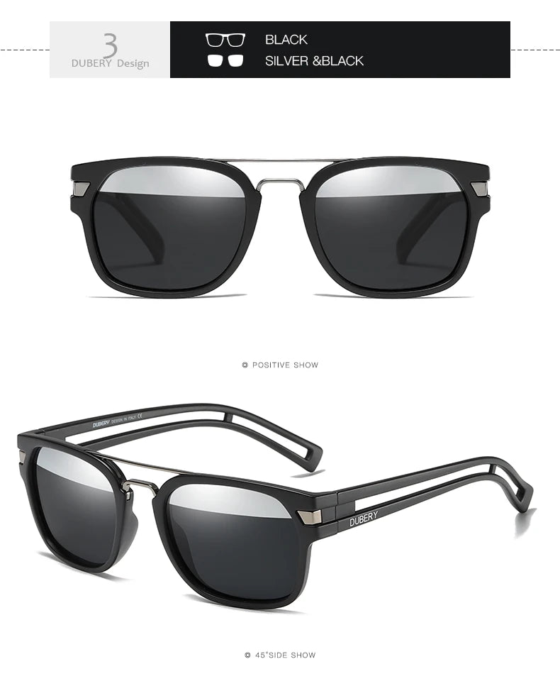 DUBERY Vintage Sunglasses Polarized Men's Sun Glasses For Men Square Shades Driving Black Retro Oculos Male 9 Colors Model 1948