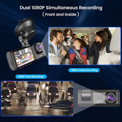 Dash Cam W/ IR Night Vision Loop Recording & IPS Screen 1080P 3 Camera