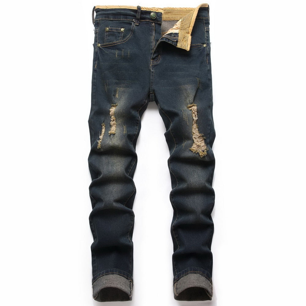 Denim Designer Hole Jeans High Quality Ripped For Men'S Autumn Spring HIP HOP Punk Streetwear