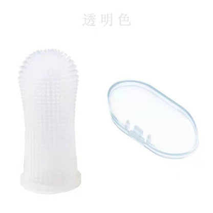 Dog Super Soft Pet Finger Toothbrush Teeth Cleaning Bad Breath Care Nontoxic Silicone Tooth Brush Tool Dog Cat Cleaning Supplies White-B