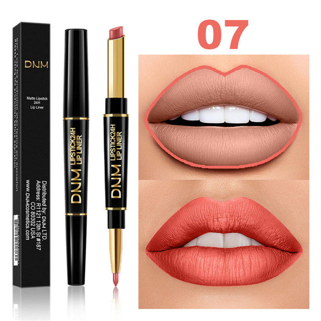 Double Ended Matte Lipstick - Long Lasting Waterproof - Dark Red Lips