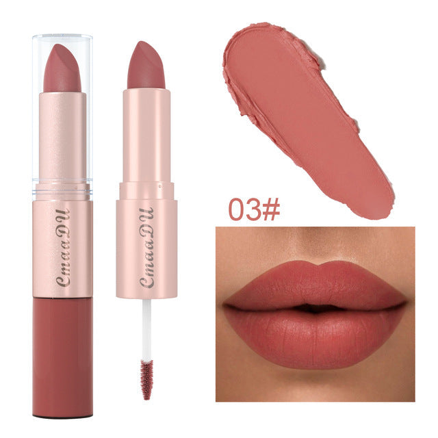 Double Ended Waterproof Matte Lipstick Nude Red Lip Tint