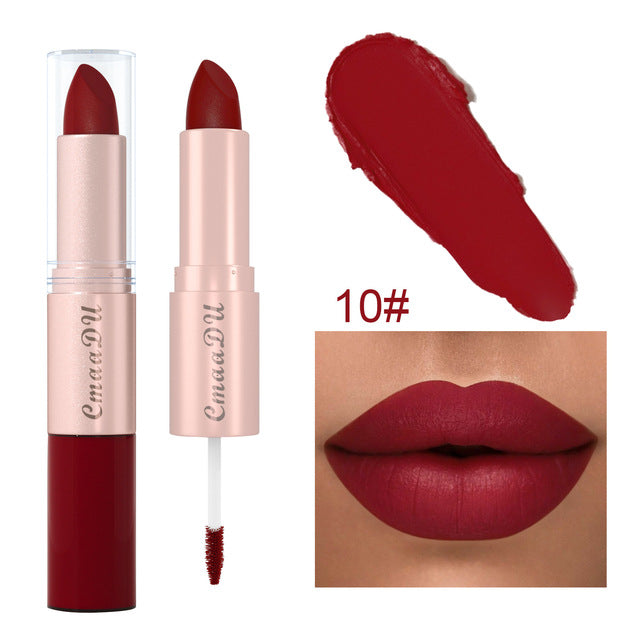 Double Ended Waterproof Matte Lipstick Nude Red Lip Tint 10