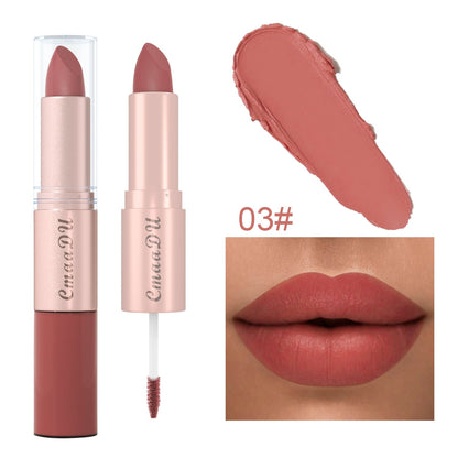 Double Ended Waterproof Matte Lipstick Nude Red Lip Tint 03