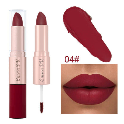 Double Ended Waterproof Matte Lipstick Nude Red Lip Tint 04