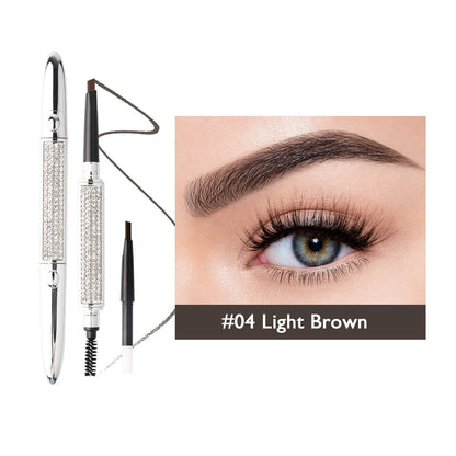 Double Headed Eyebrow Brush Eyebrow Pencil Long Lasting Waterproof 4 Colors Eye Brow Makeup With Free Refill 04Light Brow