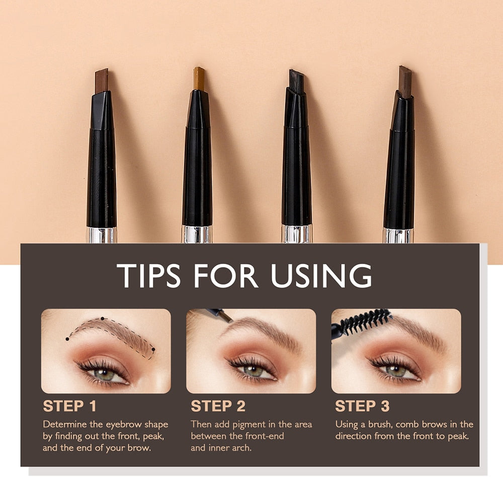 Double Headed Eyebrow Brush Eyebrow Pencil Long Lasting Waterproof 4 Colors Eye Brow Makeup With Free Refill