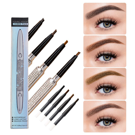 Double Headed Eyebrow Brush Eyebrow Pencil Long Lasting Waterproof 4 Colors Eye Brow Makeup With Free Refill