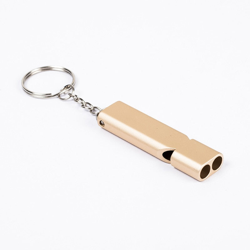 Double-frequency Alloy Aluminum Emergency Survival Whistle Keyring Camping Hiking Outdoor Tools Training Keychain Golden