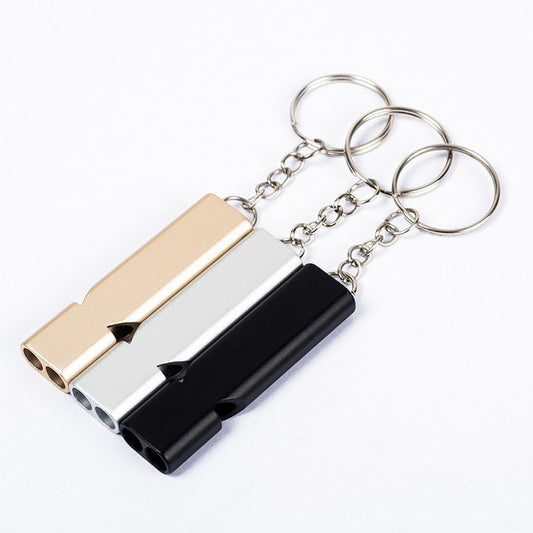 Double-frequency Alloy Aluminum Emergency Survival Whistle Keyring Camping Hiking Outdoor Tools Training Keychain