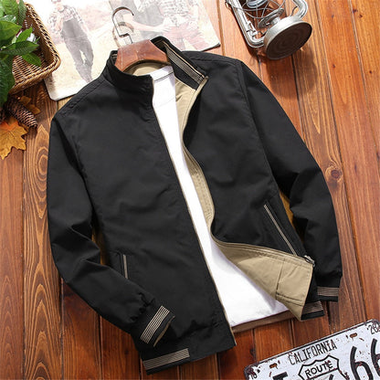Double-sided Varsity Jacket Men Windbreaker Wear Jackets Men Baseball Jacket Hip Hop Streetwear Coat Solid Color black 2022