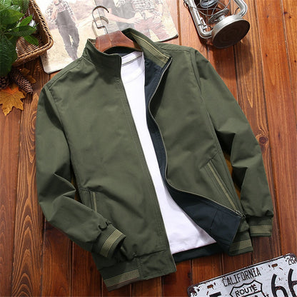 Double-sided Varsity Jacket Men Windbreaker Wear Jackets Men Baseball Jacket Hip Hop Streetwear Coat Solid Color army green 2022