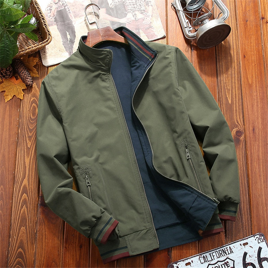 Double-sided Varsity Jacket Men Windbreaker Wear Jackets Men Baseball Jacket Hip Hop Streetwear Coat Solid Color