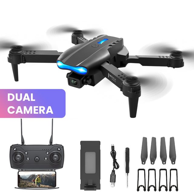 E99 K3 Pro HD 4k Drone Dual Camera High Hold Mode Foldable Mini RC WIFI Aerial Photography Quadcopter Toys Helicopter Black Dual Cam