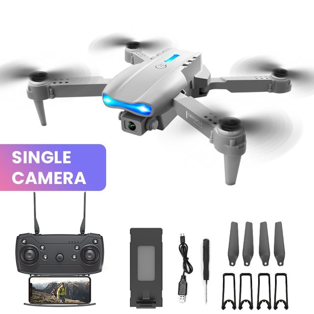 E99 K3 Pro HD 4k Drone Dual Camera High Hold Mode Foldable Mini RC WIFI Aerial Photography Quadcopter Toys Helicopter Grey Single Cam