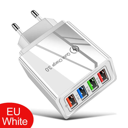 EU/US Plug USB Charger Quick Charge 3.0 For Phone Adapter for iPhone 12 Pro Max Tablet Portable Wall Mobile Charger Fast Charger EU White