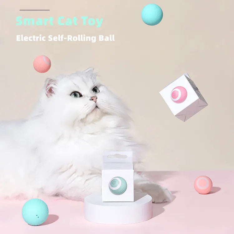 Electric Cat Ball Toys Automatic Rolling Smart Cat Toys Interactive for Cats Training Self-moving Kitten Toys for Indoor Playing