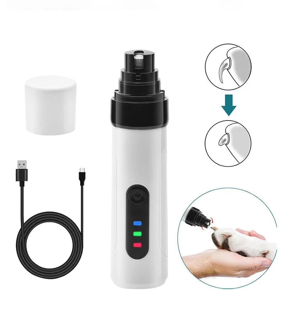 Electric Dog Nail Clippers Grinders Rechargeable USB Charging Pet Quiet Cat Paws Nail Grooming Trimmer Tools