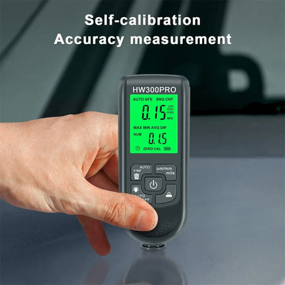 Electroplate Metal Coating Thickness Tester HW-300 Digital 0-2000um Fe and NFe Probe Car Paint Coating Thickness Gauge