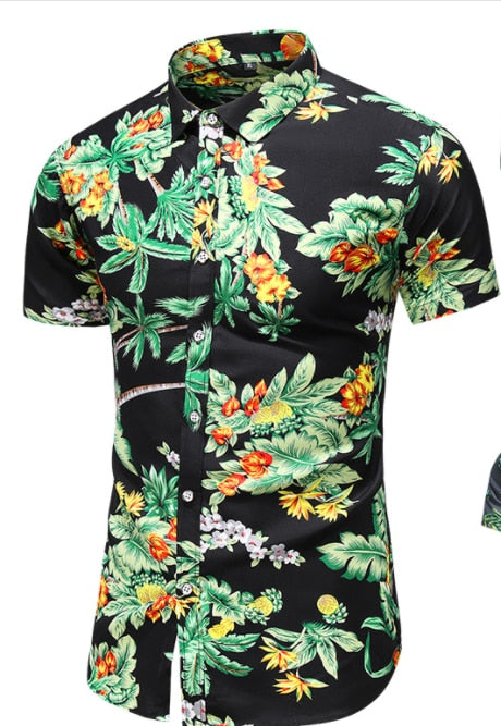 Fashion 9 Style Design Short Sleeve Casual Shirt Men's Print Beach Blouse Summer Clothing Plus Size 9016 8