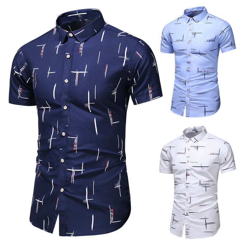 Fashion 9 Style Design Short Sleeve Casual Shirt Men's Print Beach Blouse Summer Clothing Plus Size