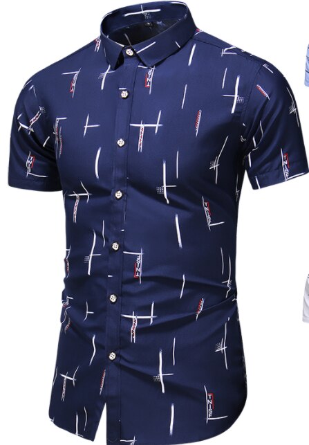 Fashion 9 Style Design Short Sleeve Casual Shirt Men's Print Beach Blouse Summer Clothing Plus Size 5013 19