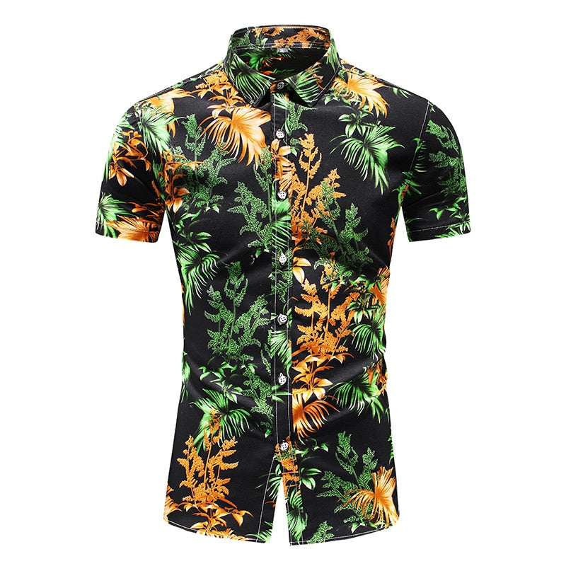 Fashion Design Hawaii Beach Short Sleeve Casual Shirts For Men's Print Blouse Summer Clothing Plus