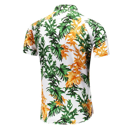 Fashion Design Hawaii Beach Short Sleeve Casual Shirts For Men's Print Blouse Summer Clothing Plus