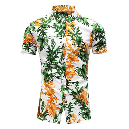 Fashion Design Hawaii Beach Short Sleeve Casual Shirts For Men's Print Blouse Summer Clothing Plus C201 2