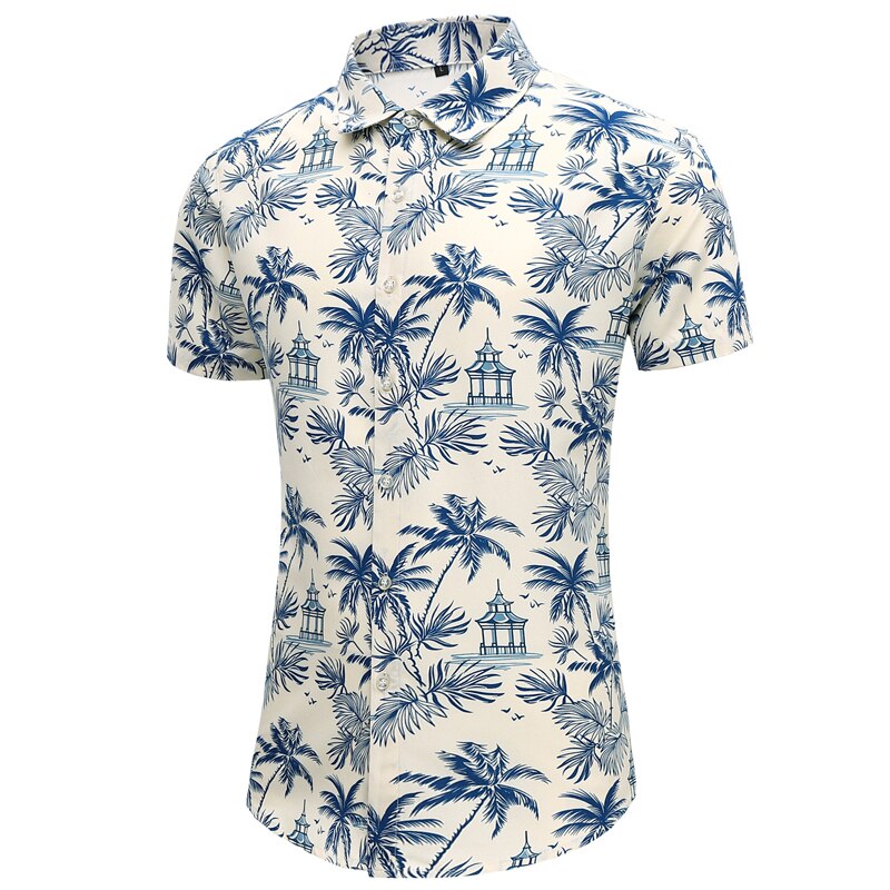 Fashion Design Hawaii Beach Short Sleeve Casual Shirts Men's Print Blouse Summer Clothing Plus