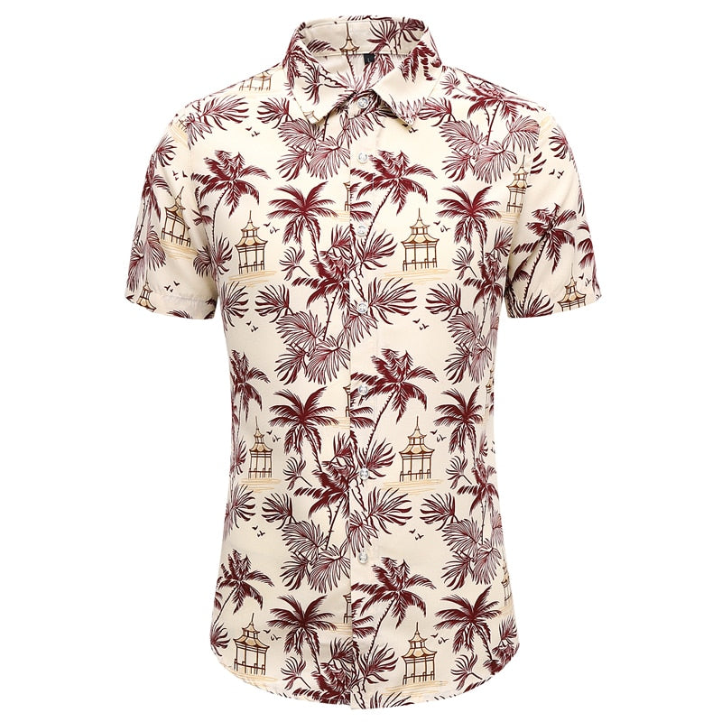 Fashion Design Hawaii Beach Short Sleeve Casual Shirts Men's Print Blouse Summer Clothing Plus